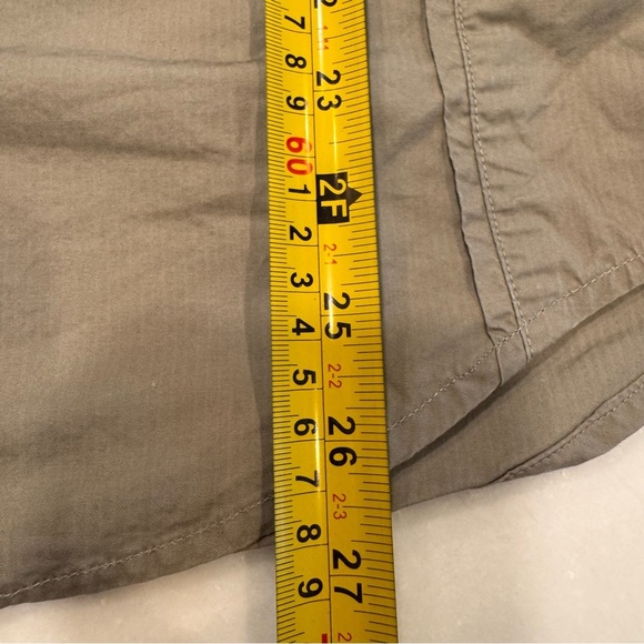 Armani Exchange Snap Down Shirt Sz S Taupe Roll Tab Sleeve Zip Close Pocket - Picture 10 of 13